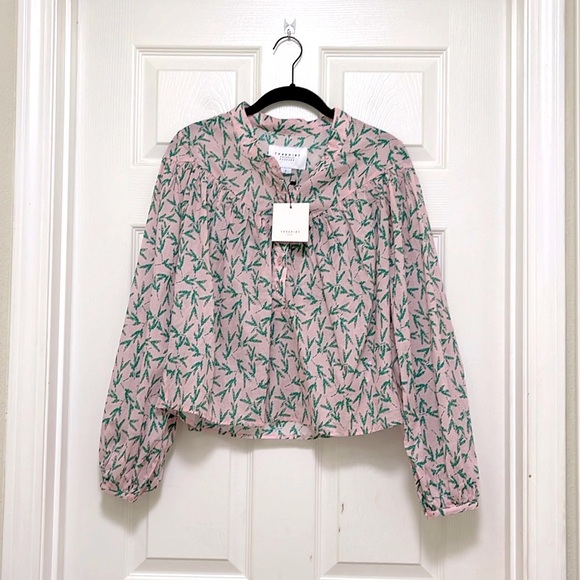 NWT The Shirt by Rochelle Behrens Pink and Green Print Logan Shirt - Picture 6 of 11